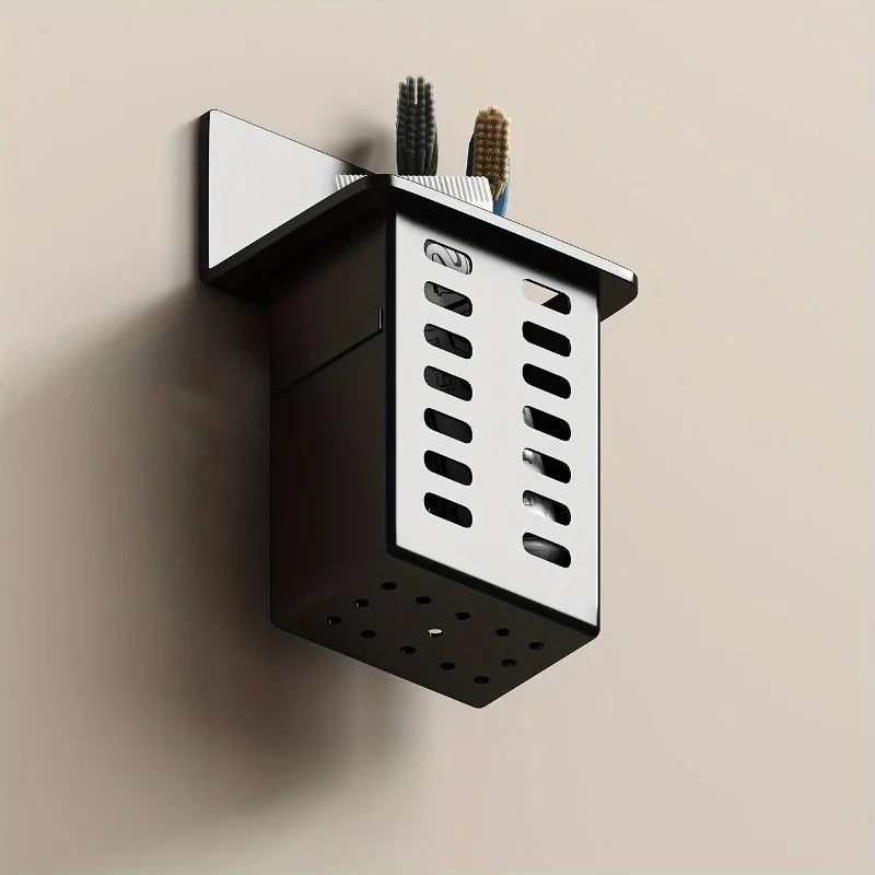 1Pc Holder Wall-mounted Storage Box for Bathroom Toiletries Kitchen Office, Hanging Bracket
