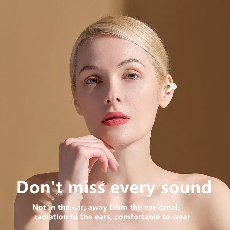Open-Ear Wireless Bluetooth 5.3 Ear Clip Headphones with HD Stereo Sound