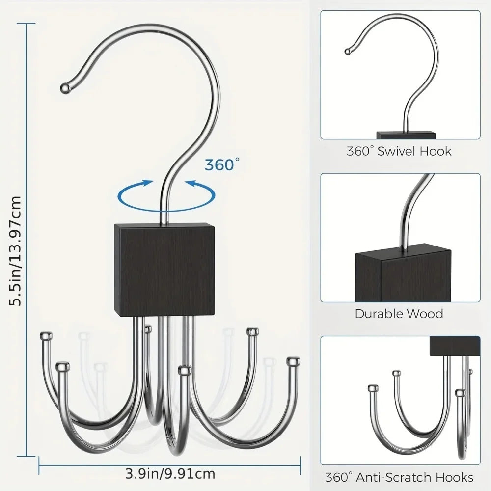 360° Rotating Belt & Accessory Hanger – Foldable Closet Organizer
