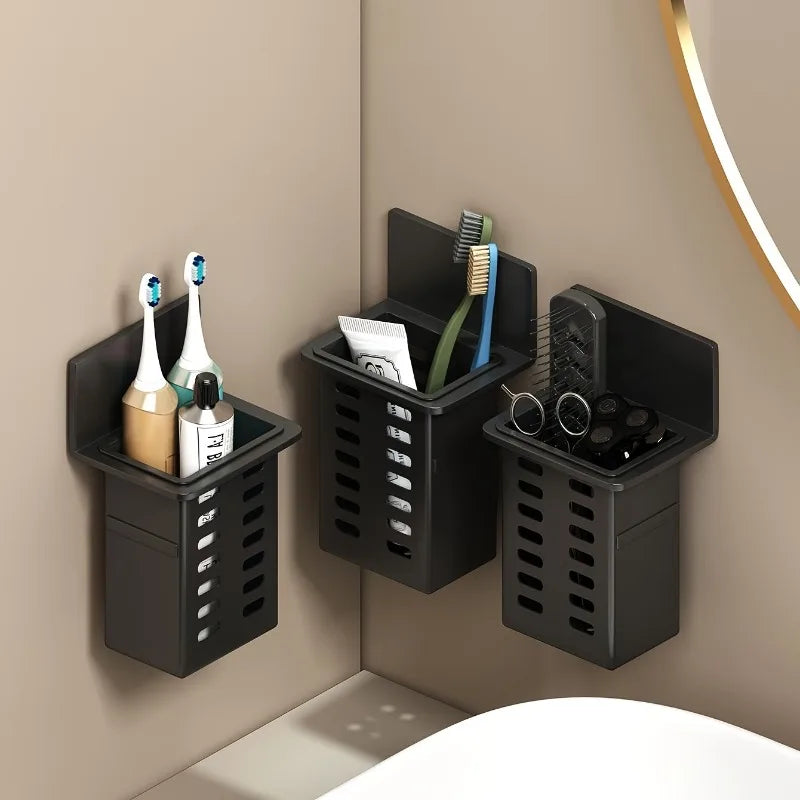 1Pc Holder Wall-mounted Storage Box for Bathroom Toiletries Kitchen Office, Hanging Bracket