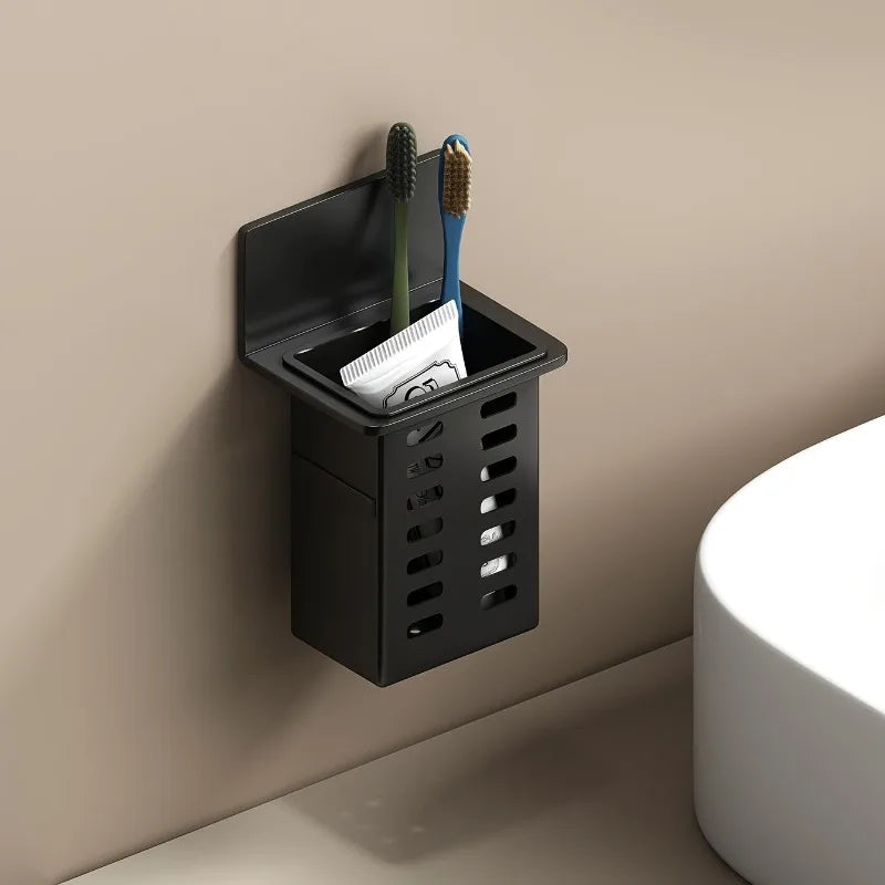 1Pc Holder Wall-mounted Storage Box for Bathroom Toiletries Kitchen Office, Hanging Bracket