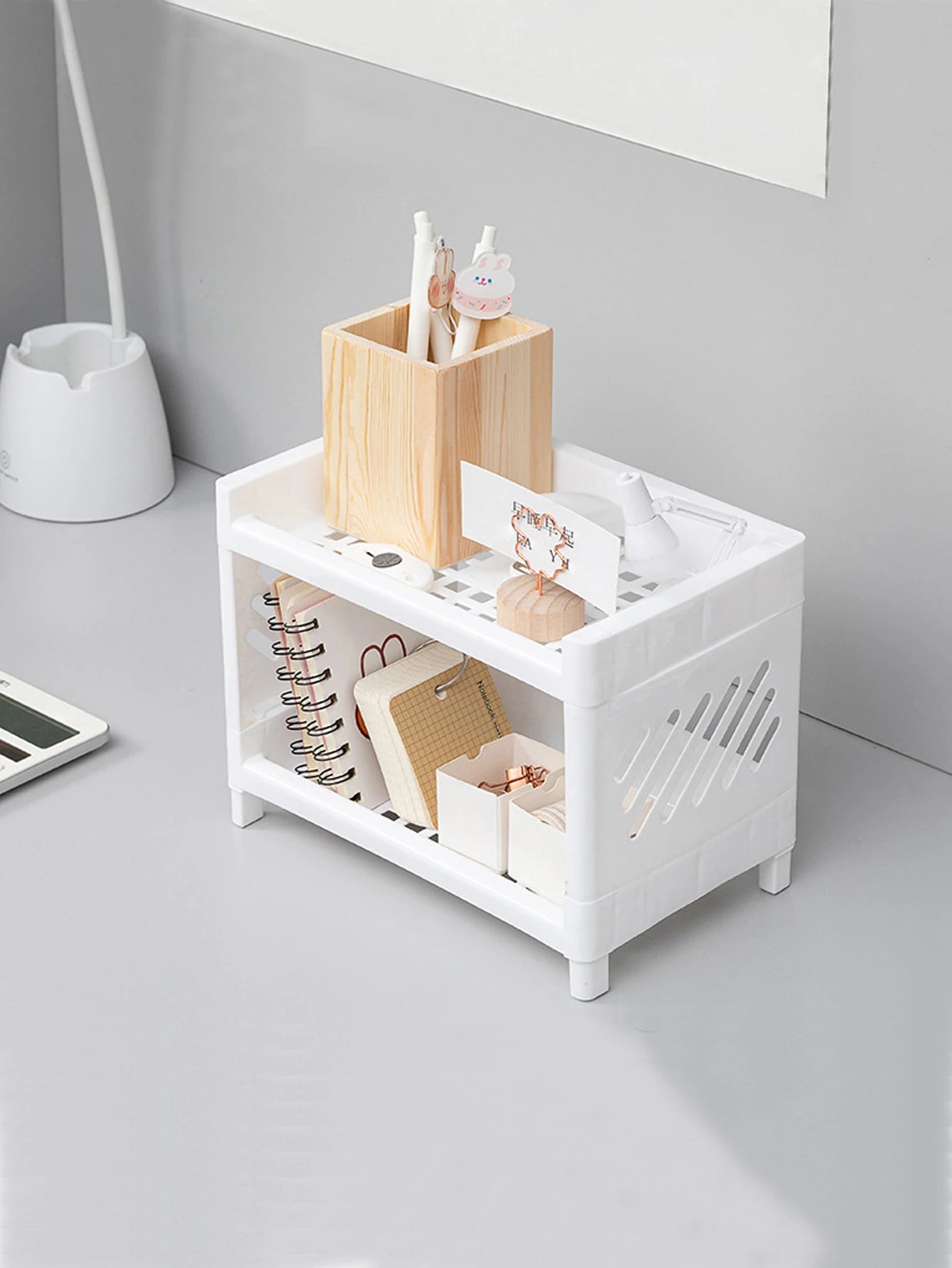 2-Tier Plastic Storage Organizer Rack for Kitchen, Bathroom &amp; Home