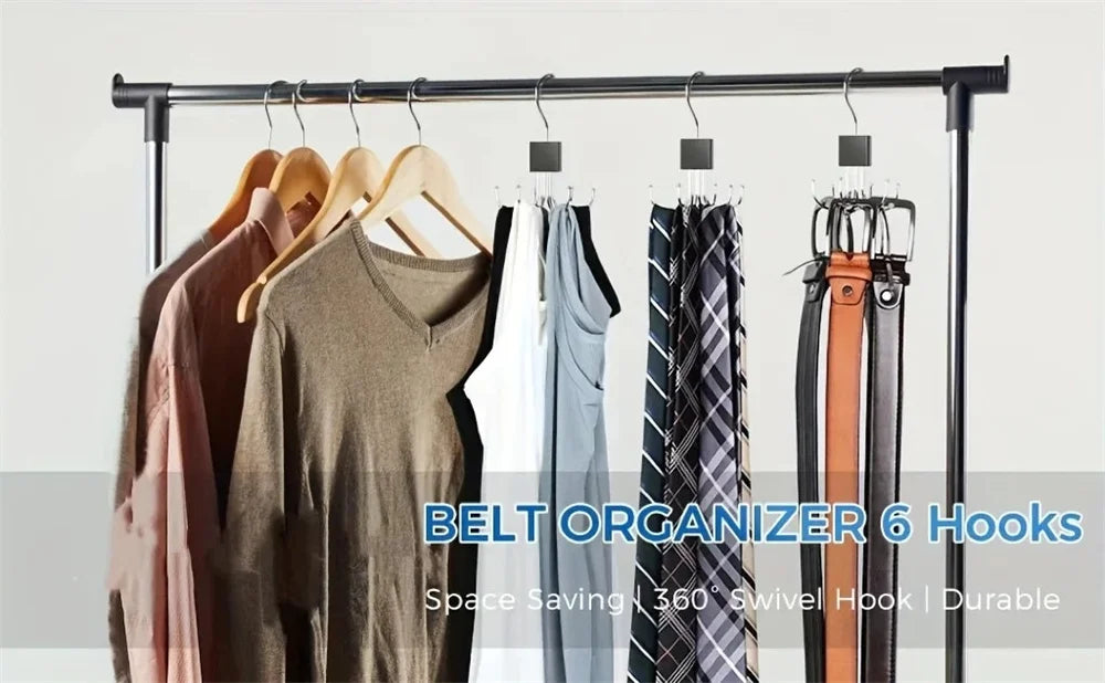 360° Rotating Belt & Accessory Hanger – Foldable Closet Organizer