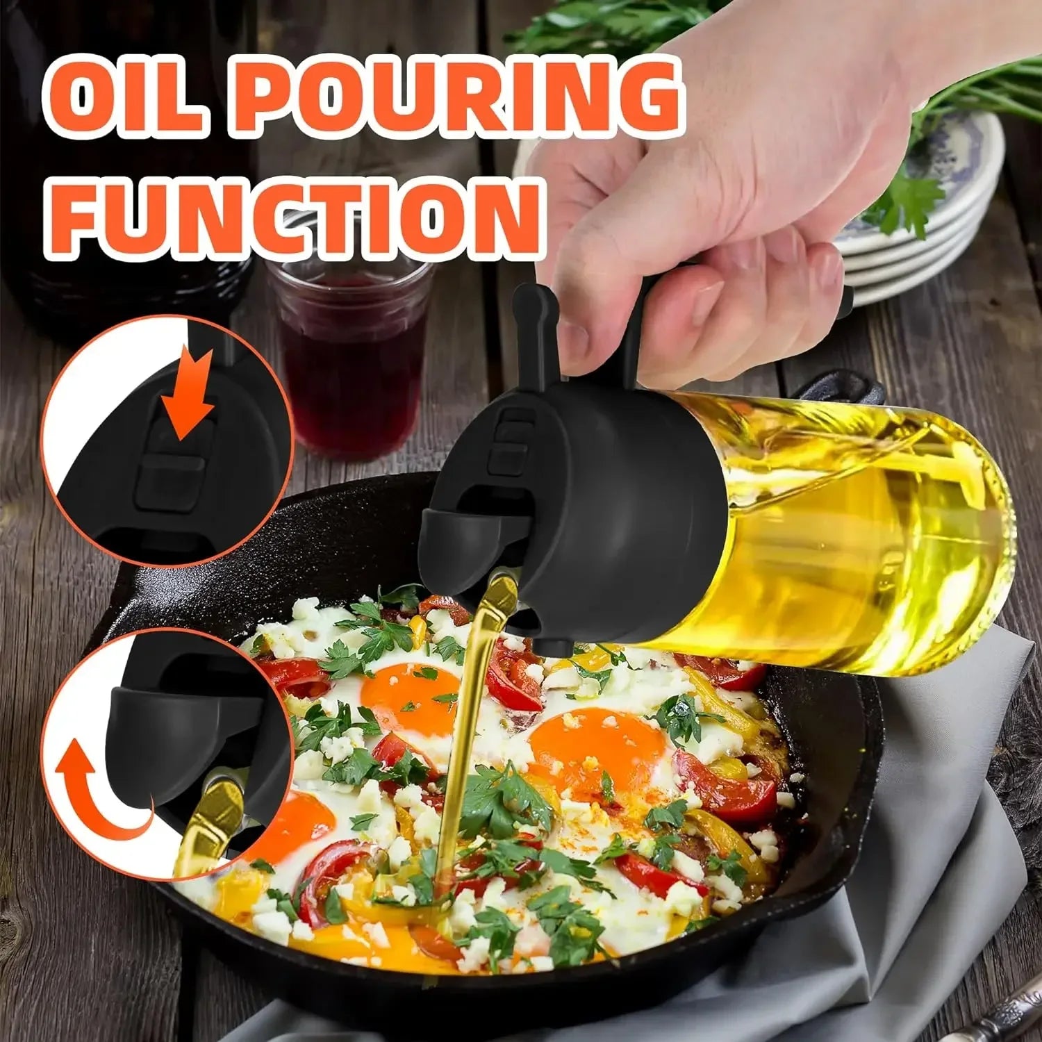 Glass Oil Spray Bottle Kitchen Oil Spray for Cooking Anti-leakage Olive Oil Storage Bottle for BBQ Salad Steak Kitchen Supplies