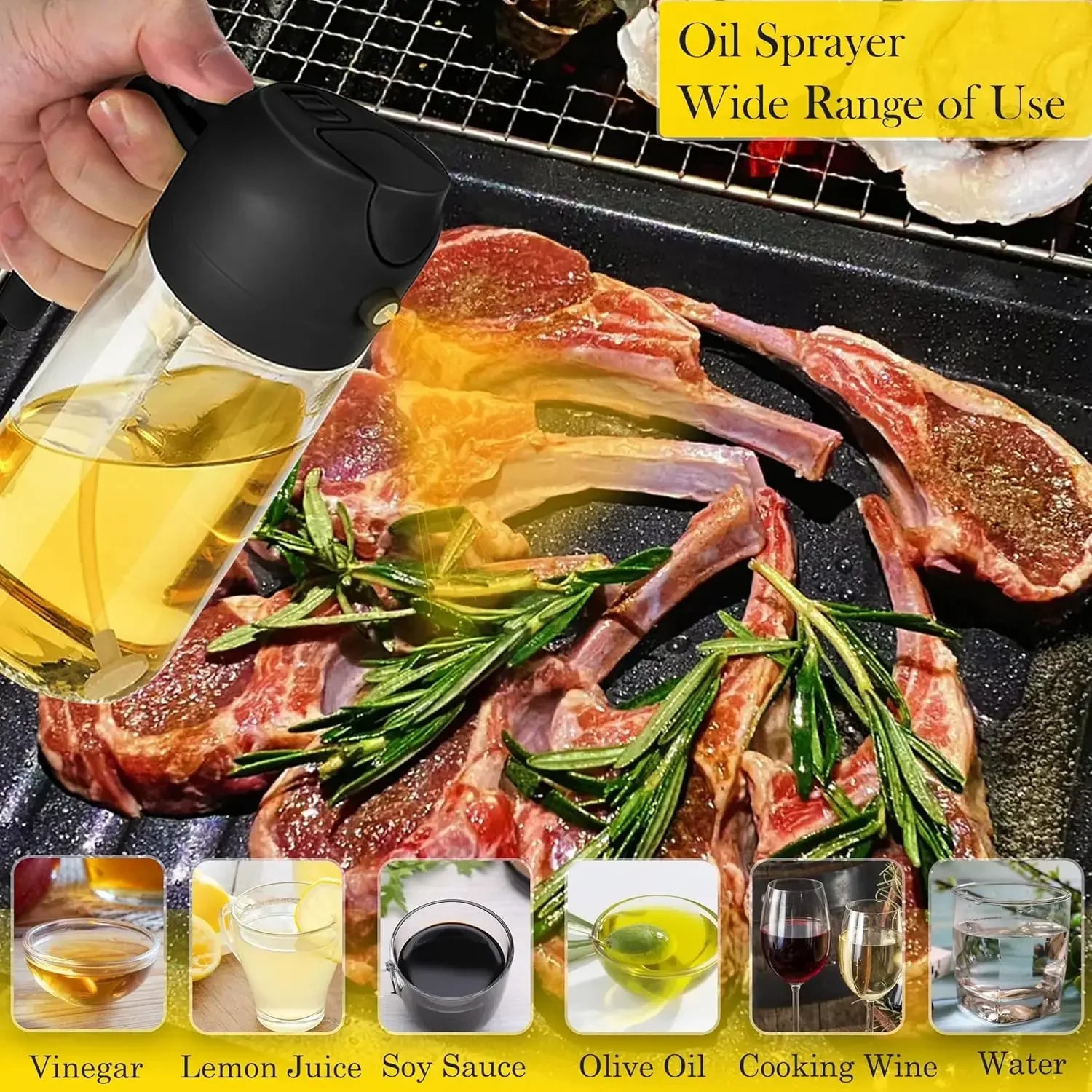 Glass Oil Spray Bottle Kitchen Oil Spray for Cooking Anti-leakage Olive Oil Storage Bottle for BBQ Salad Steak Kitchen Supplies