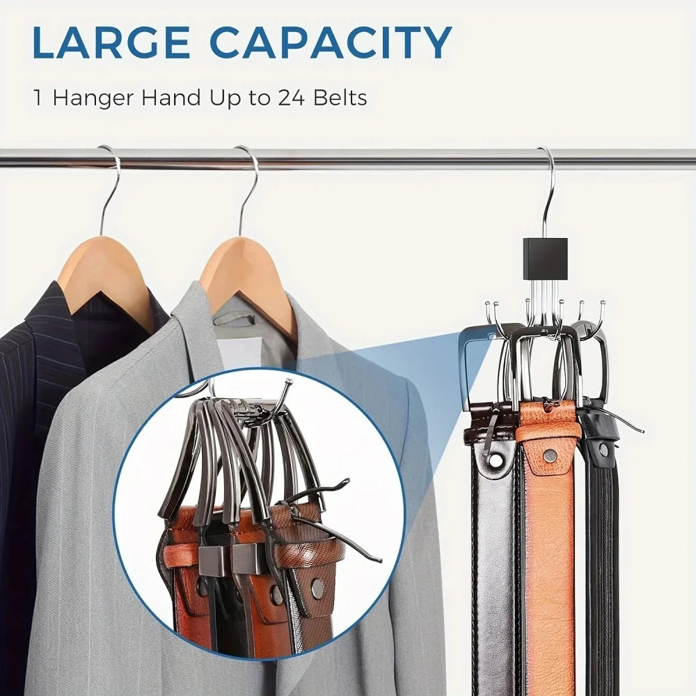 360° Rotating Belt & Accessory Hanger – Foldable Closet Organizer
