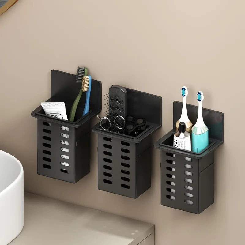 1Pc Holder Wall-mounted Storage Box for Bathroom Toiletries Kitchen Office, Hanging Bracket