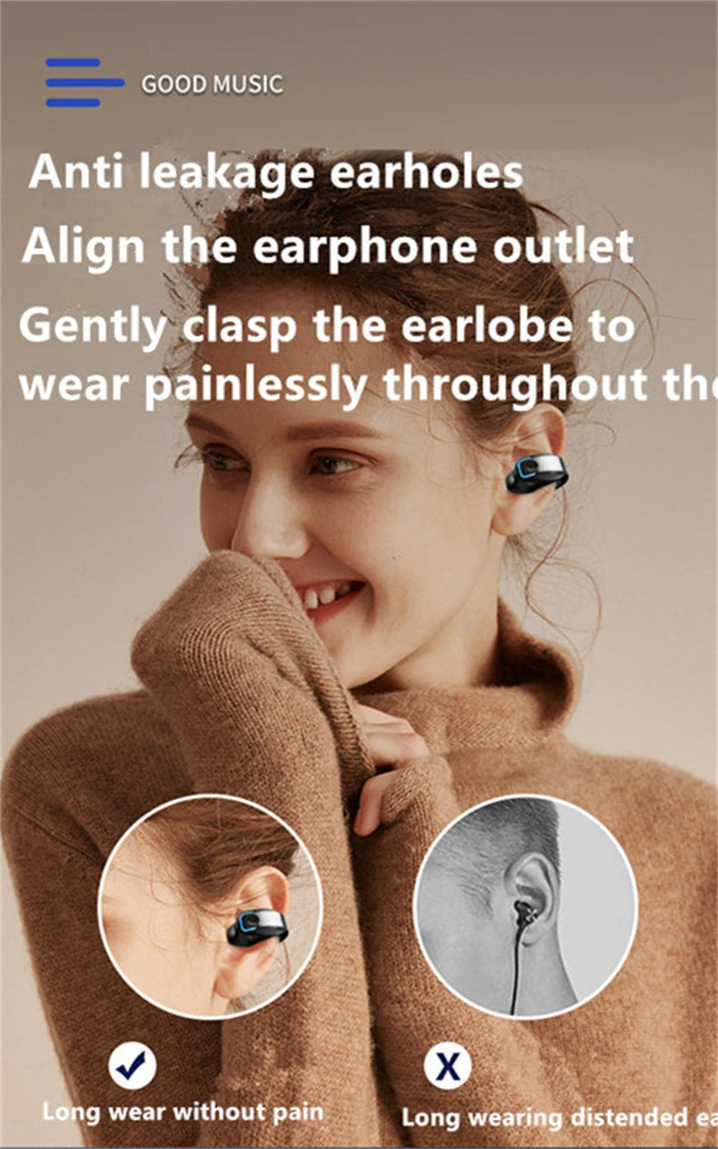 Open-Ear Wireless Bluetooth 5.3 Ear Clip Headphones with HD Stereo Sound