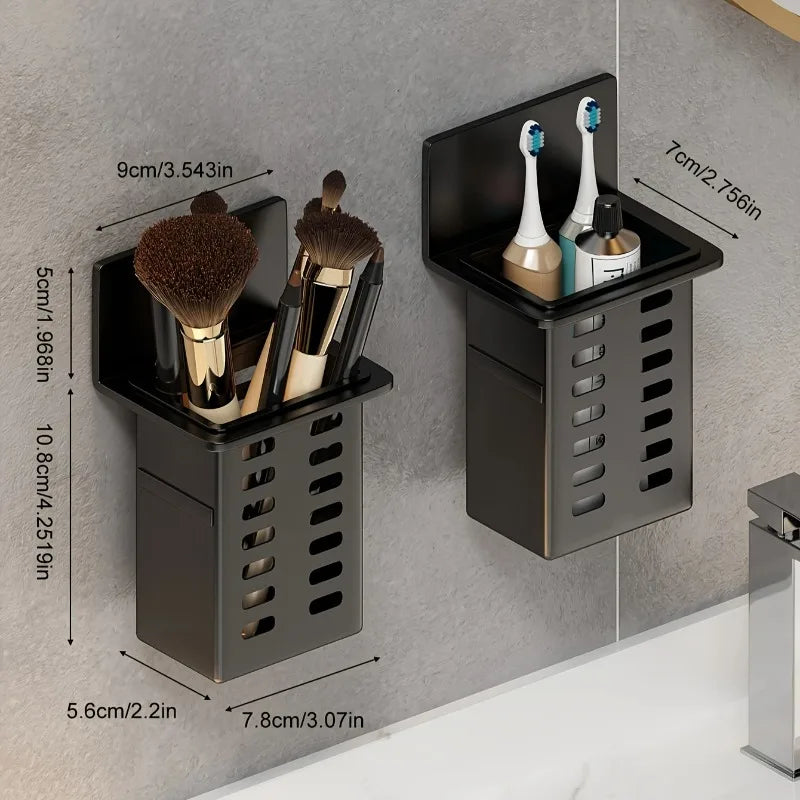 1Pc Holder Wall-mounted Storage Box for Bathroom Toiletries Kitchen Office, Hanging Bracket