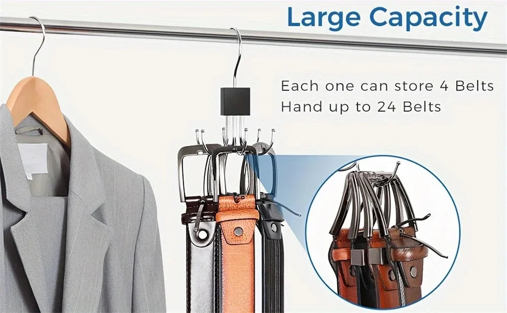 360° Rotating Belt & Accessory Hanger – Foldable Closet Organizer